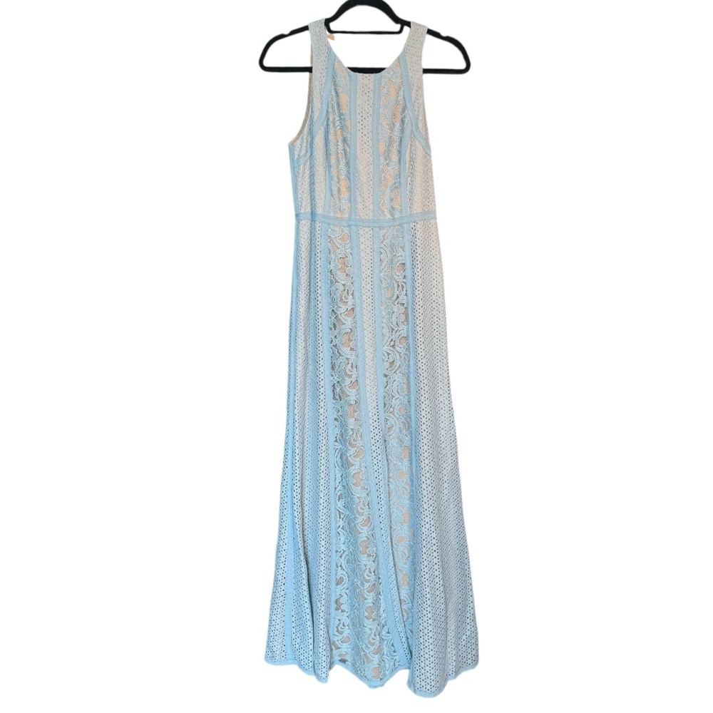 NWT! BCBG ARIELLA Lace Halter Dress Gown Light Blue | Women’s Size 4 - Picture 4 of 15